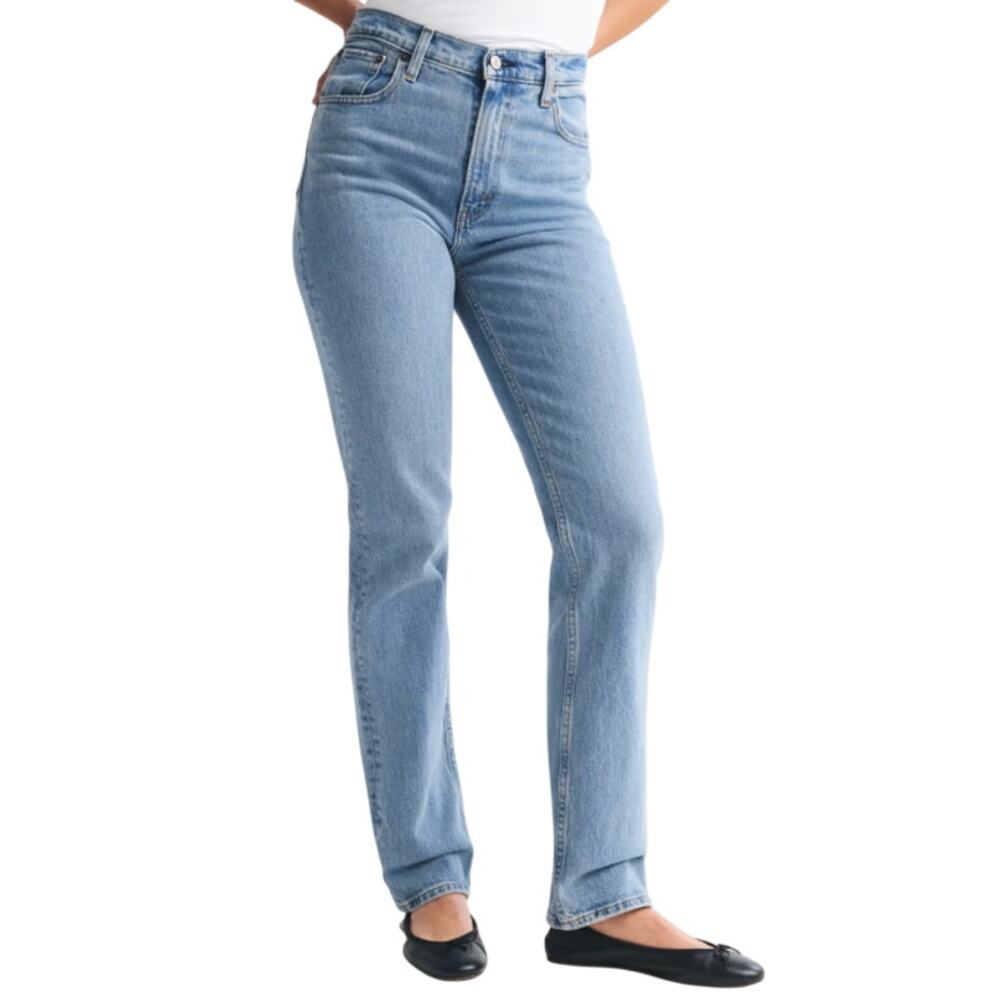 Abercrombie & Fitch Med Wash Denim Jeans 90s Straight Ultra High Rise 24 Casual